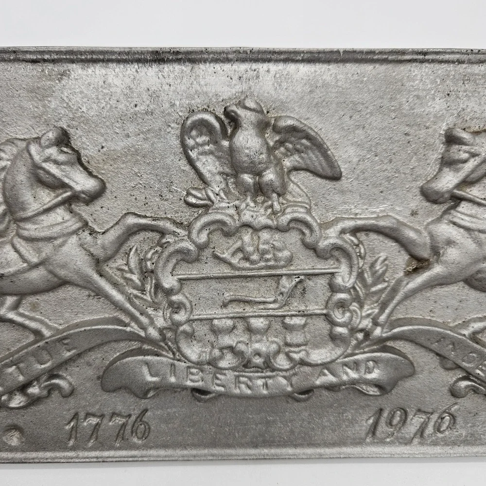Vtg PA Virtue, Liberty & Independence Bicentenial Pewter License Plate